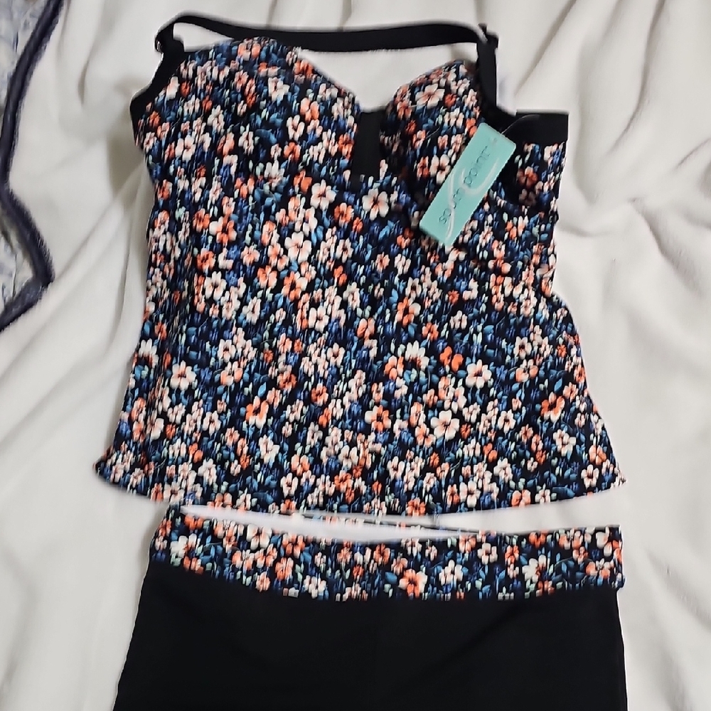 Floral Print Bustier and Skirt Set